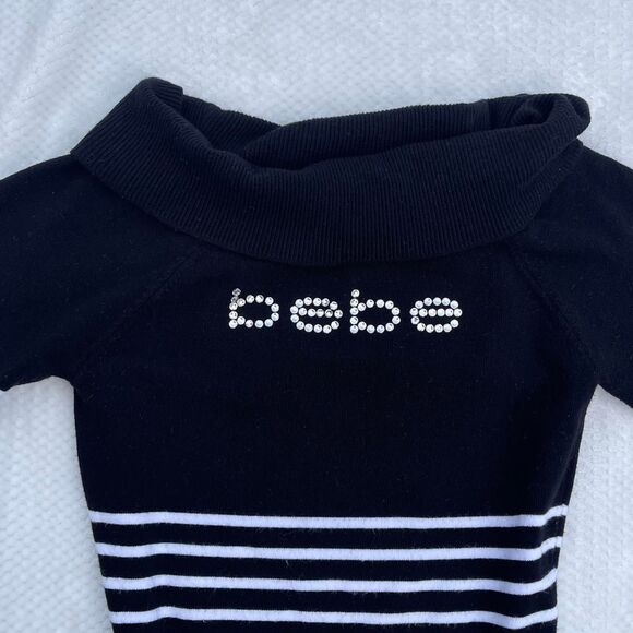 BEBE BLACK & WHITE STRIPED SWEATER DRESS - Picture 3 of 5